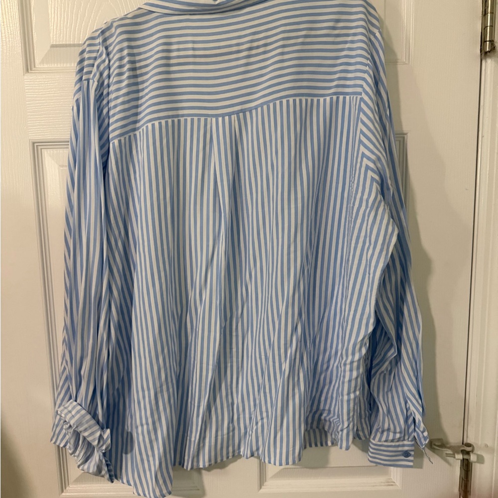 Fashion Nova Light Blue Striped Casual Shirt - Picture 3 of 3